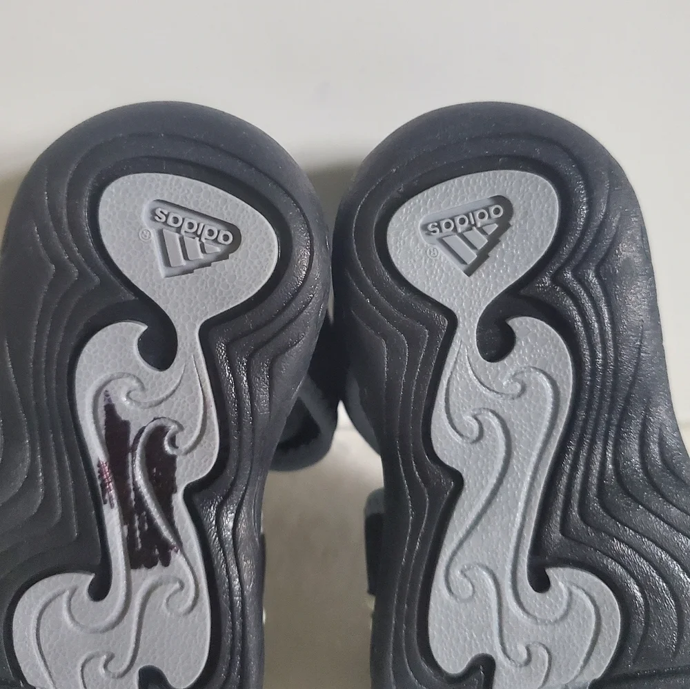 𝅺ADIDAS Akwah Black Blue White Velcro Sandals Infant/Toddler Size 5K